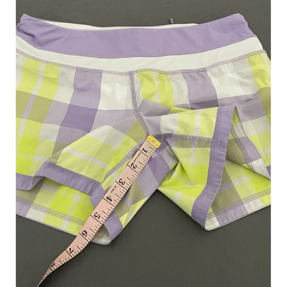 Lululemon Athletic Y2K Run Shorts Womens Size 6 Foxy Plaid Purple Yellow